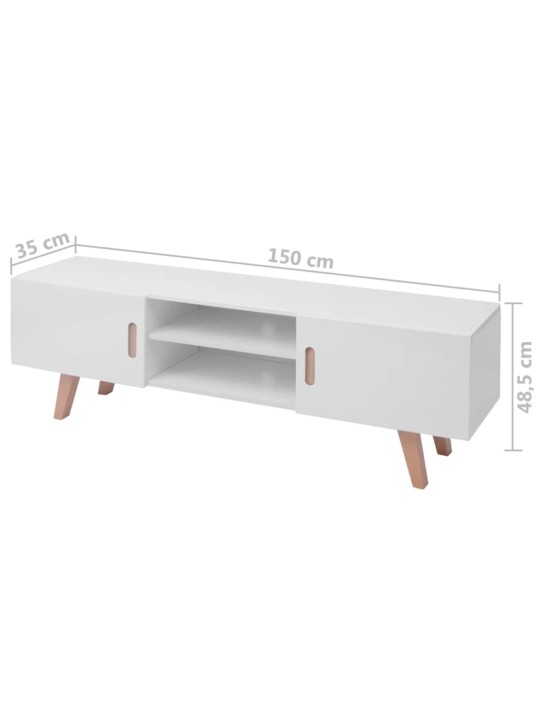 TV-taso MDF 150 x 35 x 48,5 cm korkeakiilto valkoinen