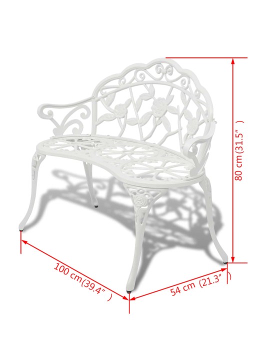 Puutarhapenkki 100 cm valualumiini valkoinen