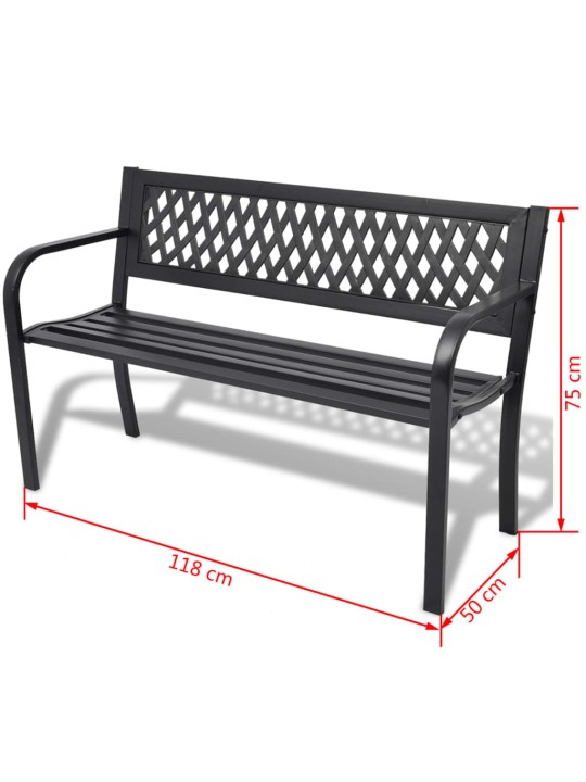 Puutarhapenkki 118 cm teräs musta