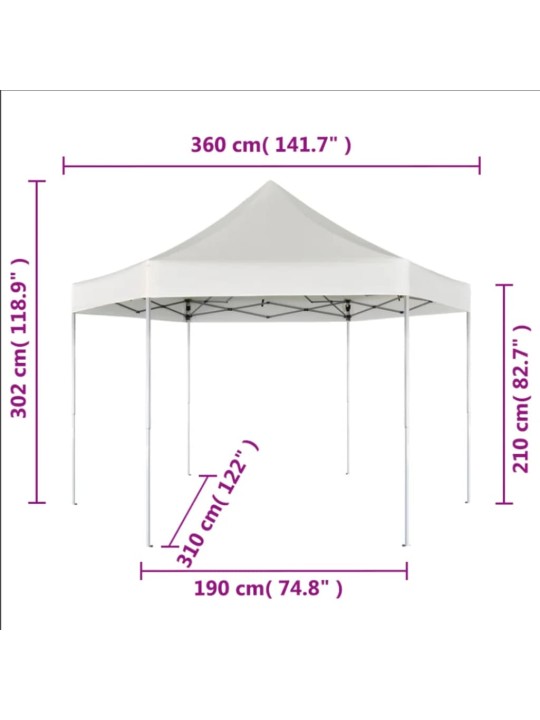 Kuusikulmainen Pop-Up Juhlateltta Sininen 3,6x3,1 m