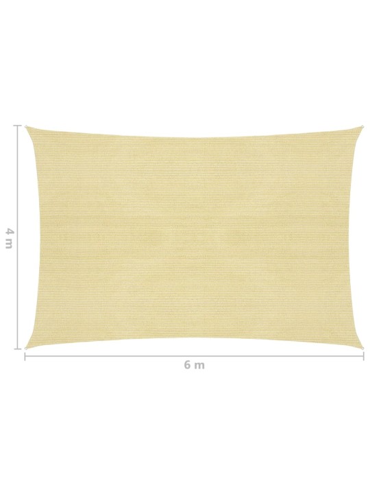 Päivänvarjo Purje HDPE Suorakulmainen 4x6 m Beige