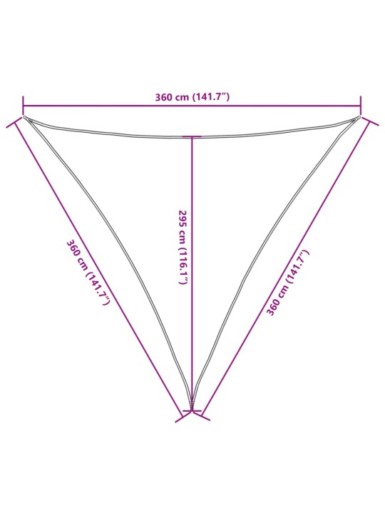 Aurinkopurje Oxford-kangas kolmio 3,6x3,6x3,6 m Kerma