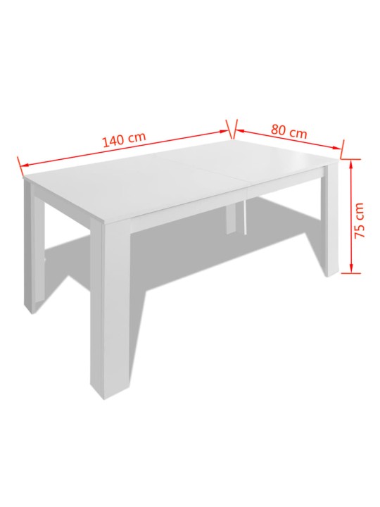 Ruokapöytä 140x80x75 cm valkoinen
