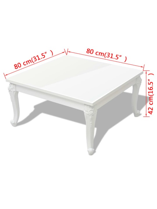Kahvipöytä 80x80x42 cm Korkeakiilto Valkoinen
