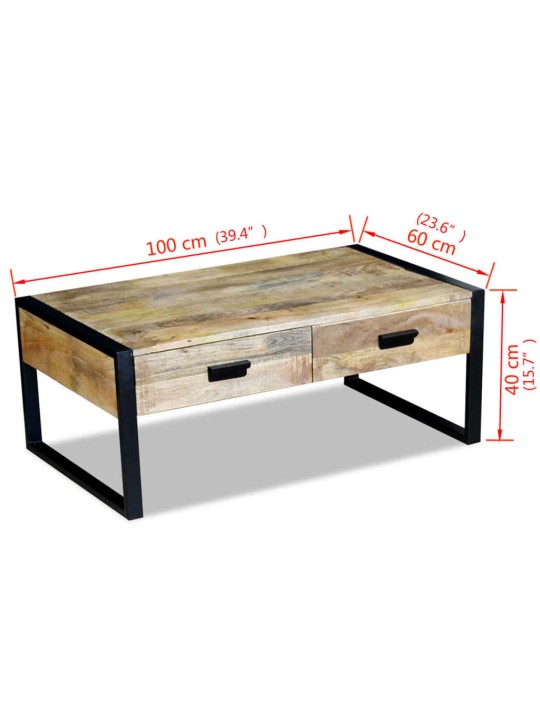 Kahvipöytä 2 Lipastolla Vankka Mangopuu 100x60x40 cm