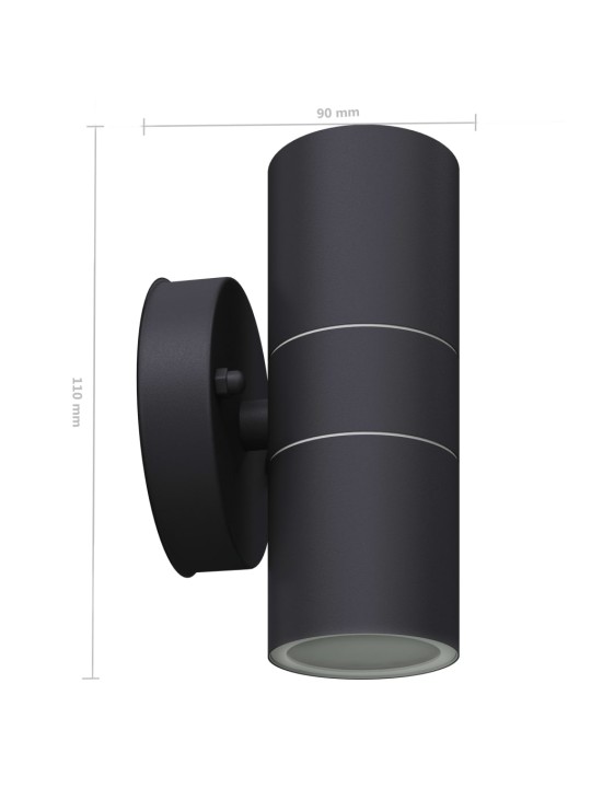 Led-seinävalaisimet ulkotiloihin 2 kpl ruost. teräs ylös/alas