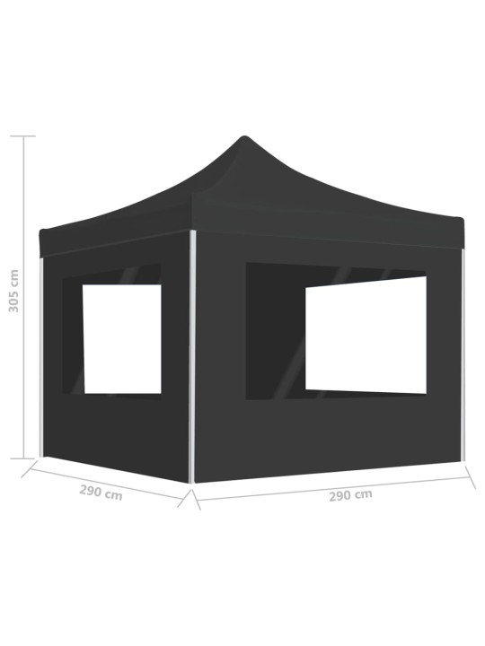 Kokoontaittuva juhlateltta seinillä alumiini 3x3 m antrasiitti