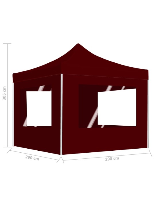 Kokoontaittuva juhlateltta seinillä alumiini 3x3 m viininpun.