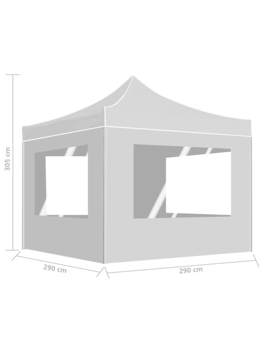 Kokoontaittuva juhlateltta seinillä alumiini 3x3 m valkoinen