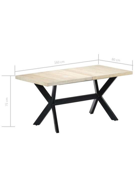 Ruokapöytä valkoinen 160x80x75 cm mangopuu