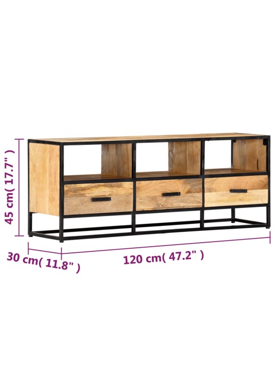 TV-taso 120x30x45 cm täysi mangopuu