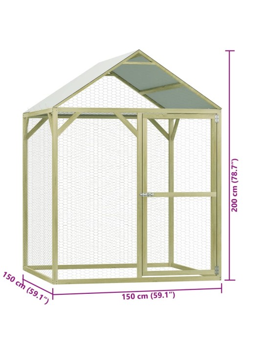 Kanahäkki 1,5x1,5x2 m teräs