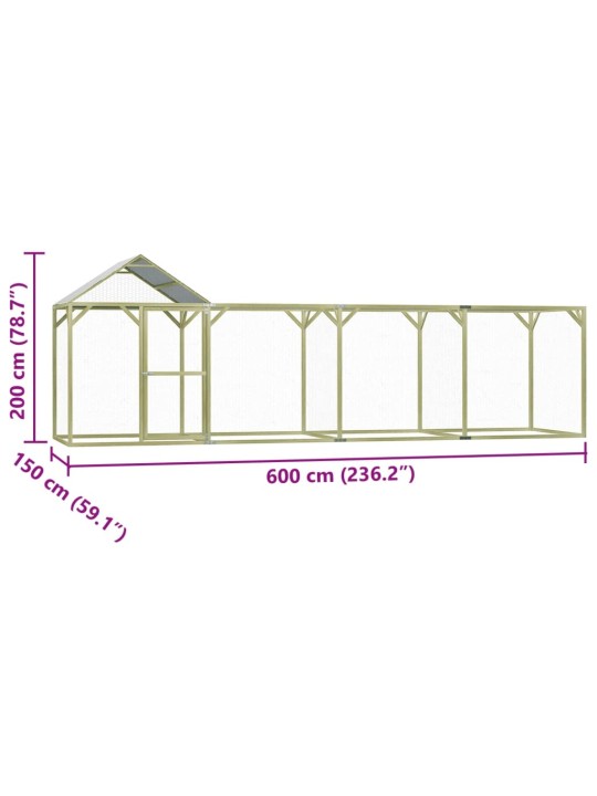 Kanahäkki 6x1,5x2 m teräs