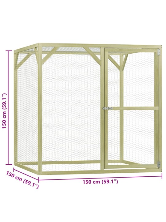 Kanahäkki 1,5x1,5x1,5 m teräs