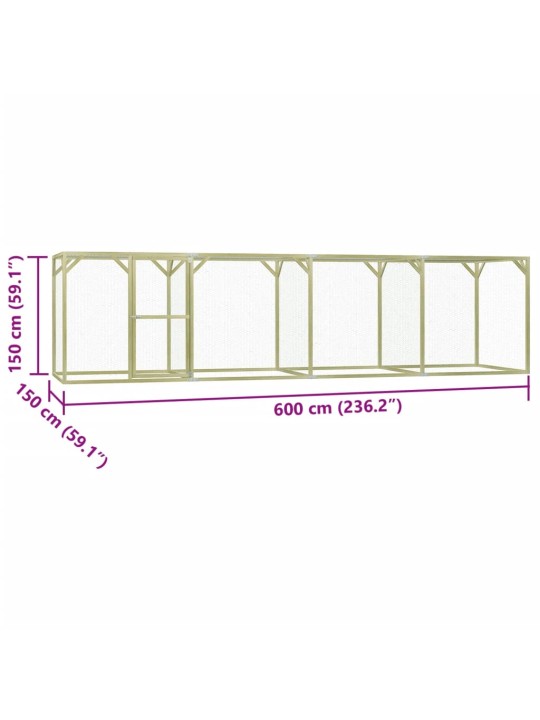 Kanahäkki 6x1,5x1,5 m teräs