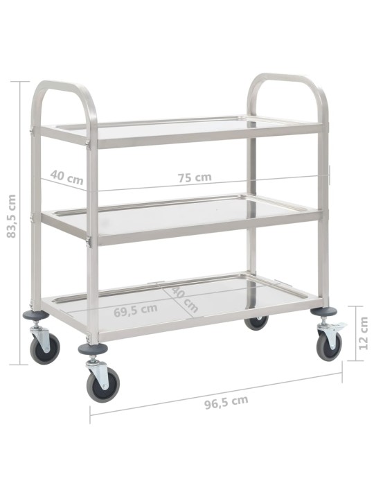 3-tasoinen tarjoiluvaunu 95x45x83,5 cm ruostumaton teräs