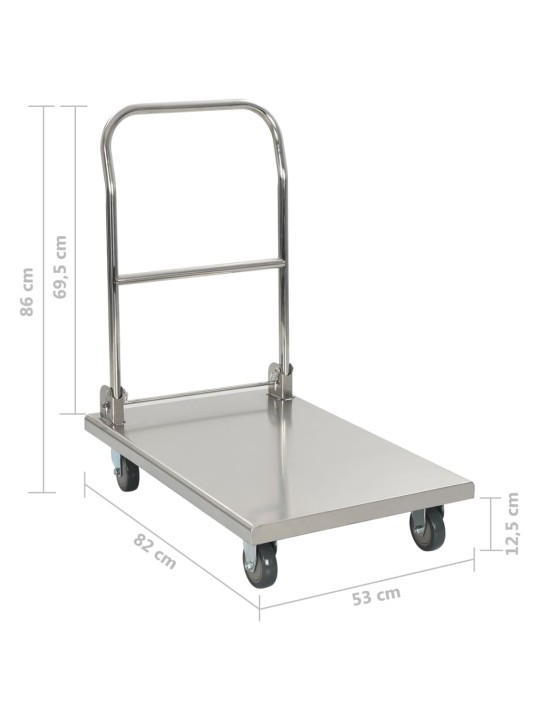 Kuljetuskärry hopea 82x53x86 cm ruostumaton teräs