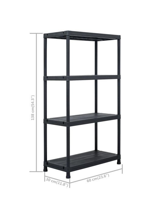 Varastohyllyt 5 kpl muovi 60x30x138 cm musta