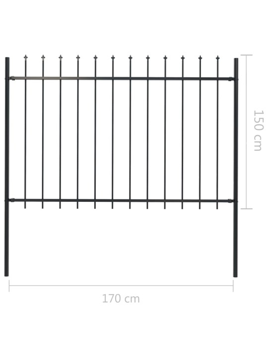 Puutarha-aita keihäskärjillä 1,7x1,5 m teräs musta