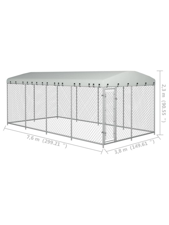 Koiran ulkohäkki katoksella 8x4x2,3 m