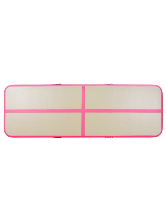 Täytettävä voimistelumatto pumpulla 400x100x10 cm PVC pinkki