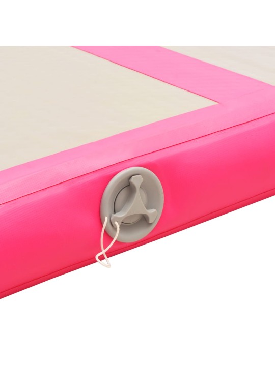 Täytettävä voimistelumatto pumpulla 400x100x10 cm PVC pinkki