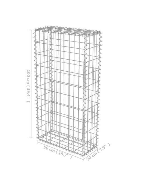 Gabionseinä kansilla galvanoitu teräs 50x20x100 cm