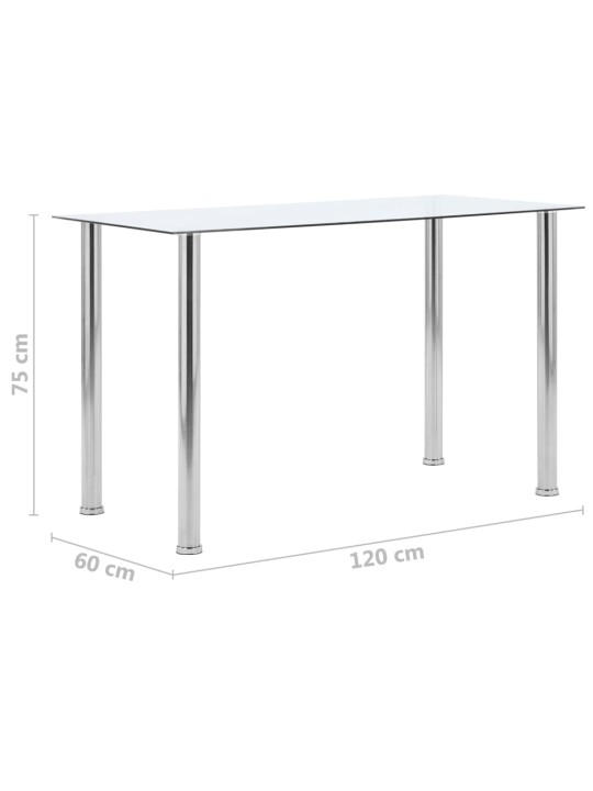 Ruokapöytä läpinäkyvä 120x60x75 cm karkaistu lasi
