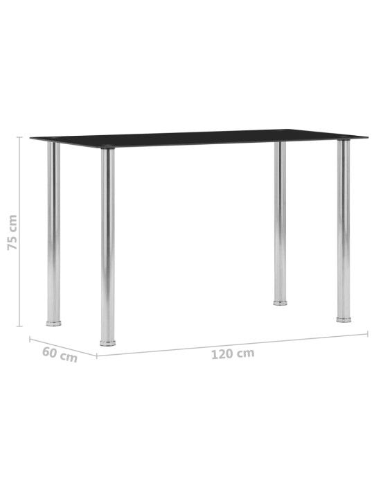 Ruokapöytä musta 120x60x75 cm karkaistu lasi