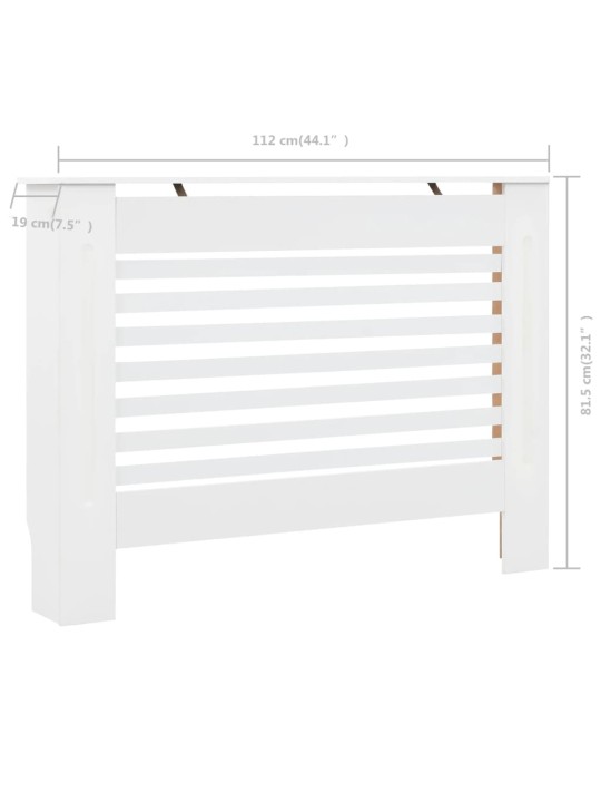 Lämpöpatterin suoja MDF 112x19x81,5 cm valkoinen