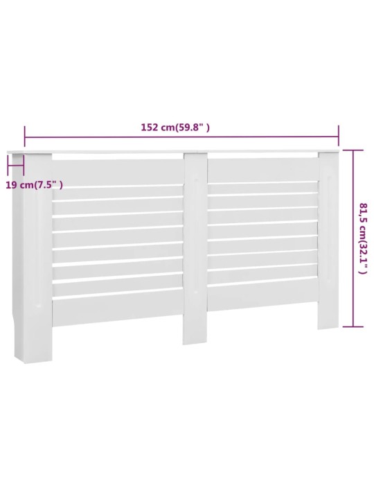 Lämpöpatterin suoja MDF 152x19x81,5 cm valkoinen