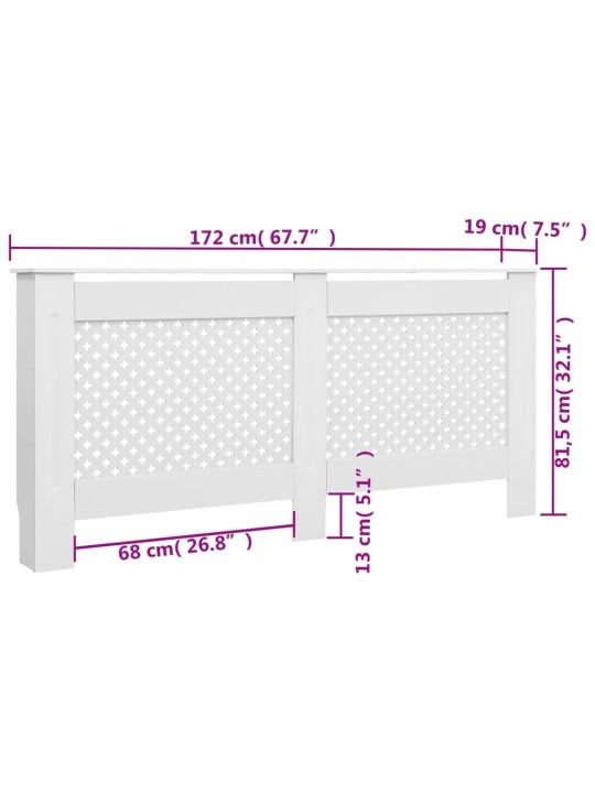 Lämpöpatterin suoja MDF 172x19x81,5 cm valkoinen