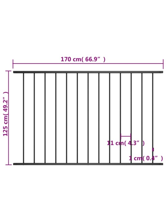 Aitapaneeli jauhemaalattu teräs 1,7x1,25 m musta