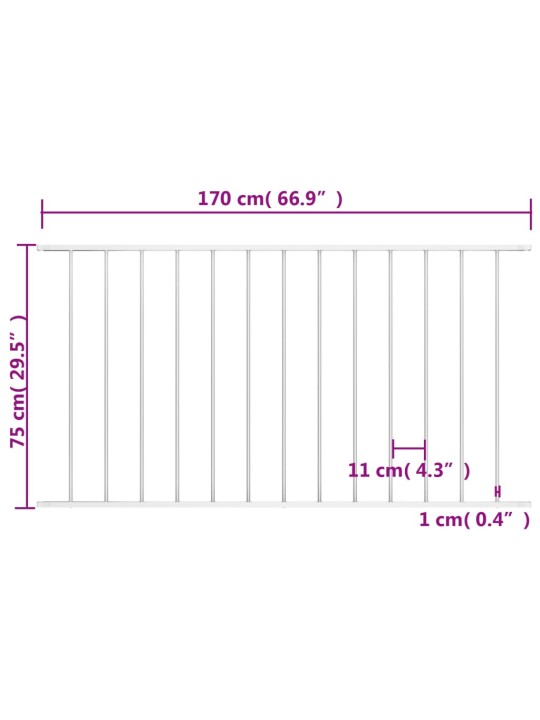 Aitapaneeli jauhemaalattu teräs 1,7x0,75 m valkoinen
