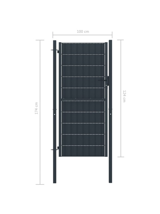 Pihaportti PVC ja teräs 100x124 cm antrasiitti