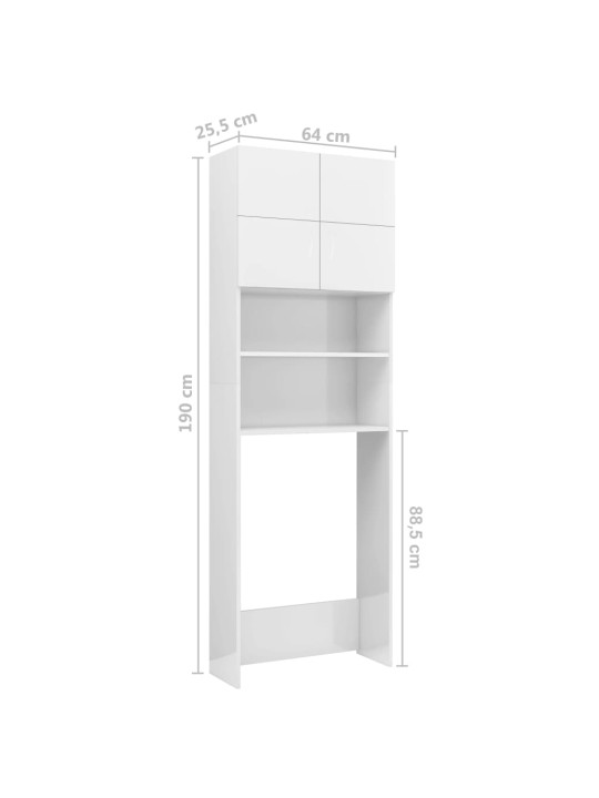 Pesukonekaappi valkoinen 64x25,5x190 cm lastulevy