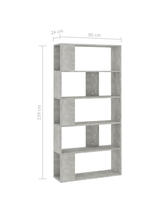 Kirjahylly/tilanjakaja betoninharmaa 80x24x159 cm lastulevy