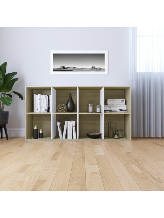 Kirjakaappi valkoinen/sonoma tammi 66x30x130 cm lastulevy