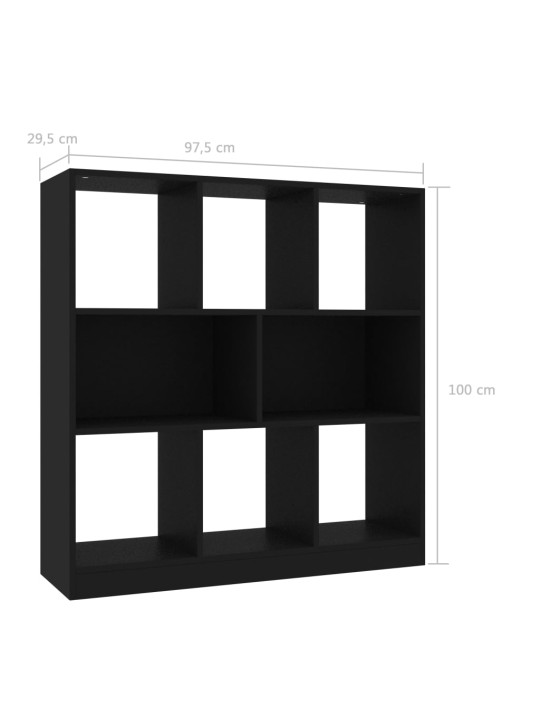 Kirjahylly musta 97,5x29,5x100 cm lastulevy