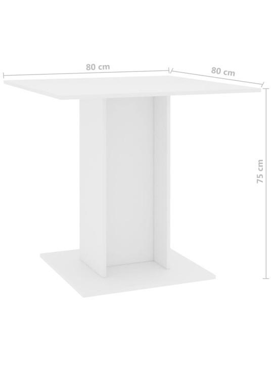 Ruokapöytä valkoinen 80x80x75 cm tekninen puu