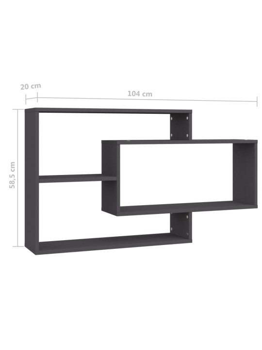 Seinähyllyt harmaa 104x20x58,5 cm lastulevy