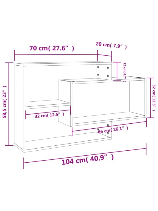 Seinähyllyt betoninharmaa 104x20x58,5 cm lastulevy