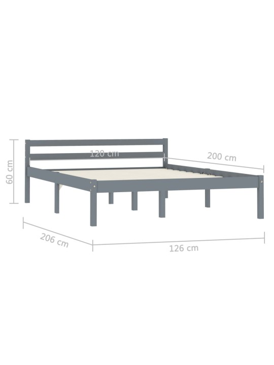 Sängynrunko harmaa täysi mänty 120x200 cm