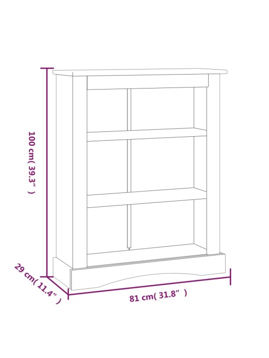 Kirjahylly 3 tasoa Meksikon mänty Corona harmaa 81x29x100 cm