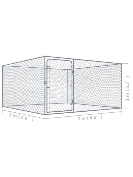 Koiran ulkohäkki galvanoitu teräs 2x2x1 m