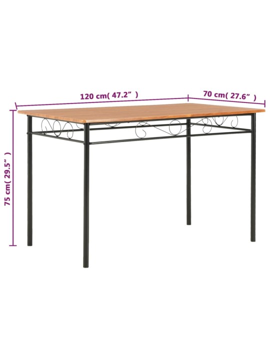 Ruokapöytä ruskea 120x70x75 cm MDF