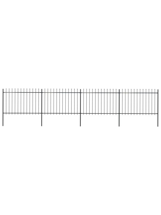 Puutarha-aita keihäänkärjillä 6,8x1,2 m teräs musta