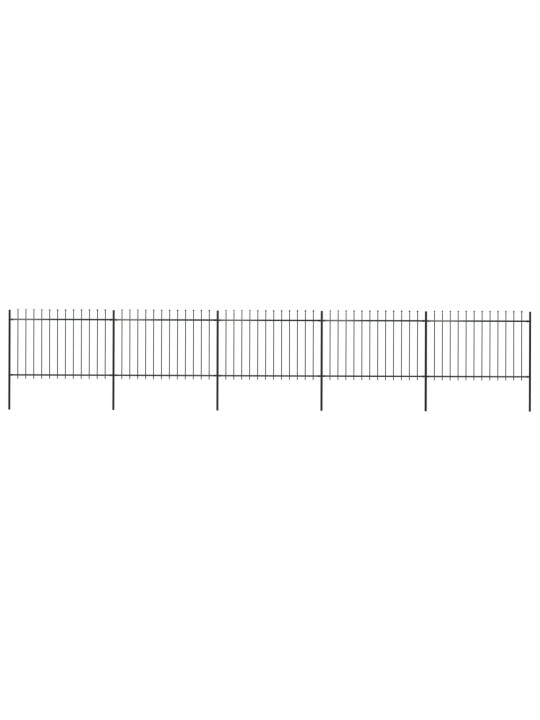 Puutarha-aita keihäskärjillä 8,5x1,2 m teräs musta