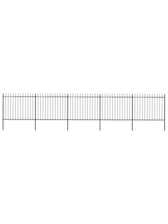 Puutarha-aita keihäänkärjillä 8,5x1,5 m teräs musta