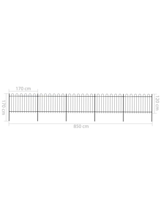 Puutarha-aita kaarikärjillä 8,5x1,2 m teräs musta